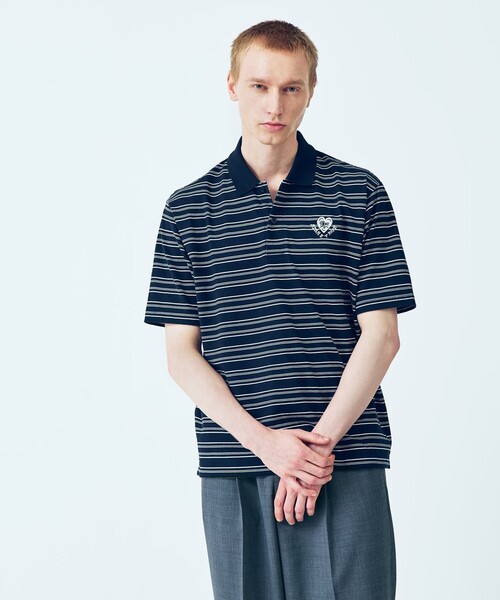 ADAM ET ROPÉ 半袖ポロシャツ サックス/ブラウン ADAM ET ROPE
