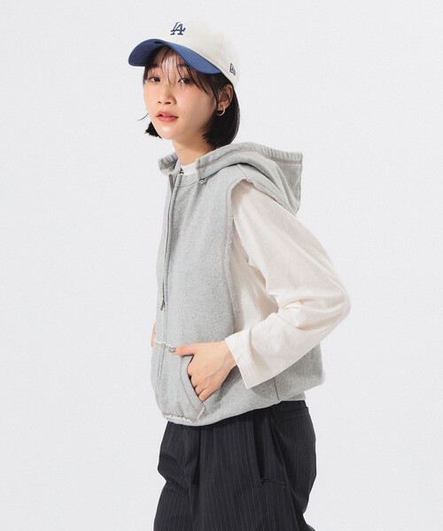 ベスト ジレ スウェット フルジップ パーカー ノースリーブ レディース