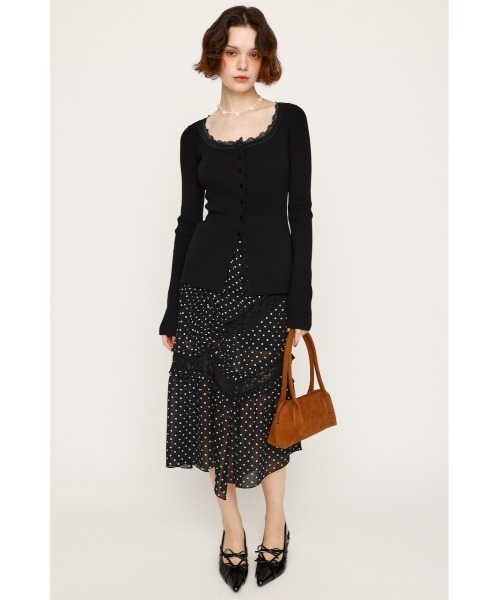 tシャツ LACE DOCKING FRONT BUTTON TOPS レース ドッキング フロントボタン トップス 秋服 春服 レディース SLY tシャツ LACE DOCKING FRONT BUTTON TOPS レース ドッキング