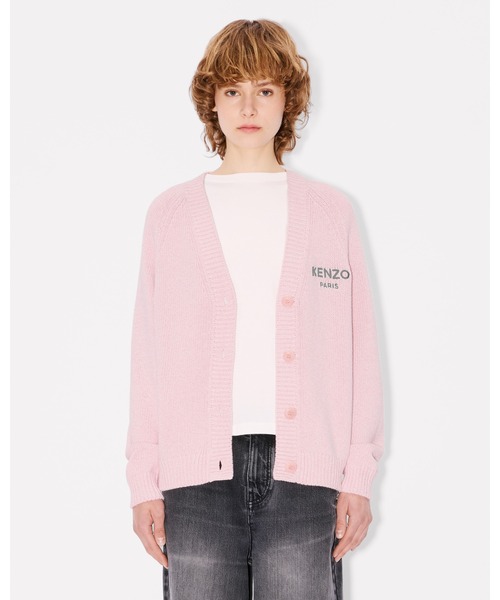 ケンゾー 日本製 ウールブレンド 長袖 ニット カーディガン KENZO 大襟 レディース KENZO（ケンゾー） カーディガン 'KENZO Winter Holidays' エンブロイ