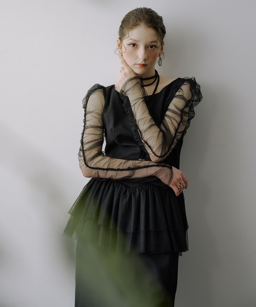 VIOLETTA（ヴィオレッタ） ドレス チョーカー付きチュールスリーブ