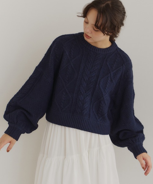 ニット セーター short cable knit/ショートケーブルニット レディース | OLUN