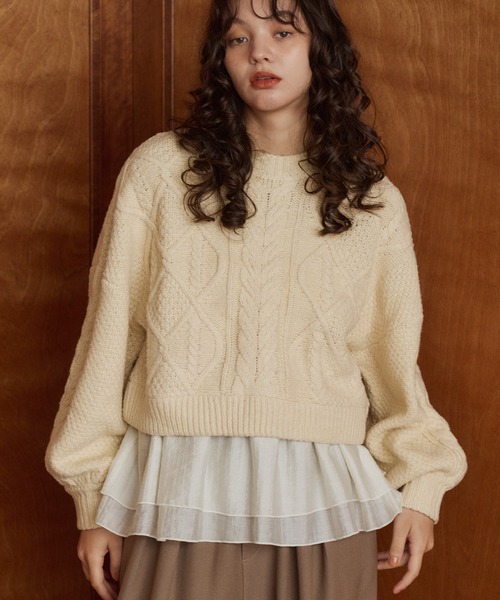 OLUN ニット セーター short cable knit/ショートケーブルニット