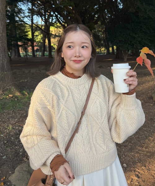 ニット セーター short cable knit/ショートケーブルニット レディース | OLUN | 17