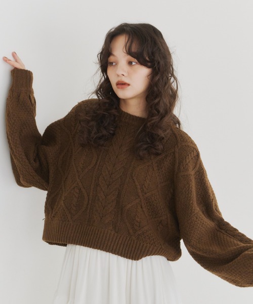 ニット セーター short cable knit/ショートケーブルニット レディース | OLUN | 13