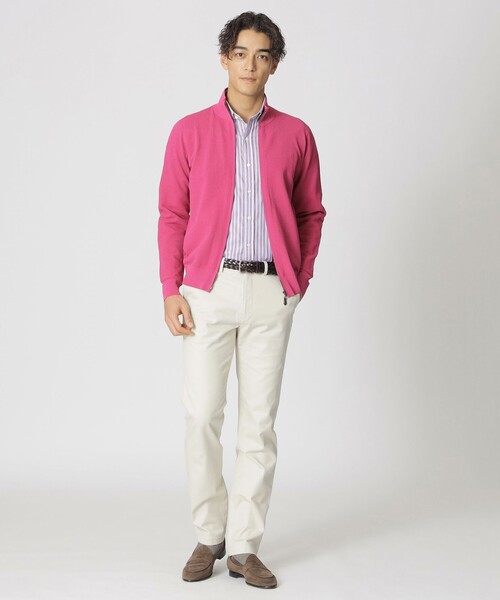 新品【25SS】Paul Stuart 鹿の子フルジップセーター コットン XL PAUL STUART（ポールスチュアート） セーター ニット 「Cotton Brid