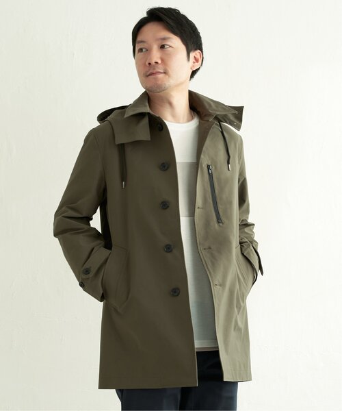 「IKKA LOUNGE」 ステンカラーコート X-LARGE ネイビー メンズ_画像3