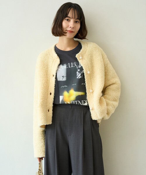 新品タグ付き STORY × UNFILOシャギーニット カーディガン イエロー UNFILO（アンフィーロ） ニット セーター 「STORY×UNFILO」シャギー