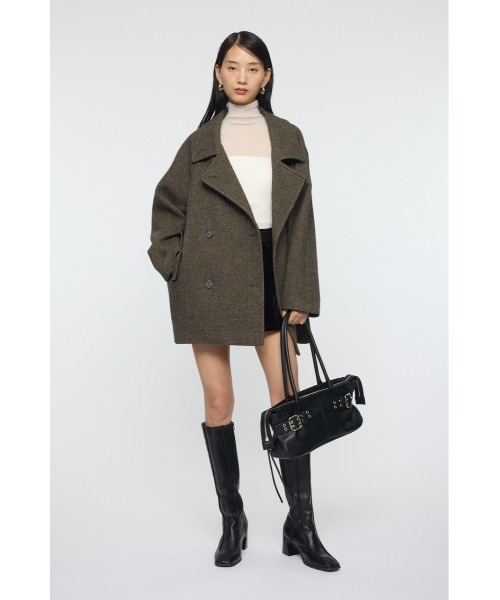 moussy DOUBLE BREASTED MID コート　チャコール　1 セール】DOUBLE BREASTED MID コート（ピーコート）｜MOUSSY（マウジー