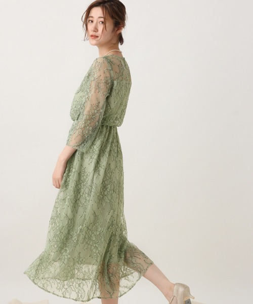 「A part by」 7分袖ワンピース LARGE ライトグリーン レディース_画像2