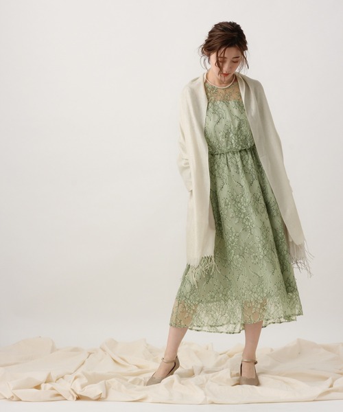 「A part by」 7分袖ワンピース LARGE ライトグリーン レディース_画像3