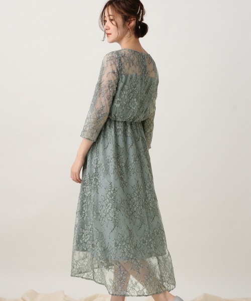 「A part by」 7分袖ワンピース LARGE ライトグリーン レディース_画像9