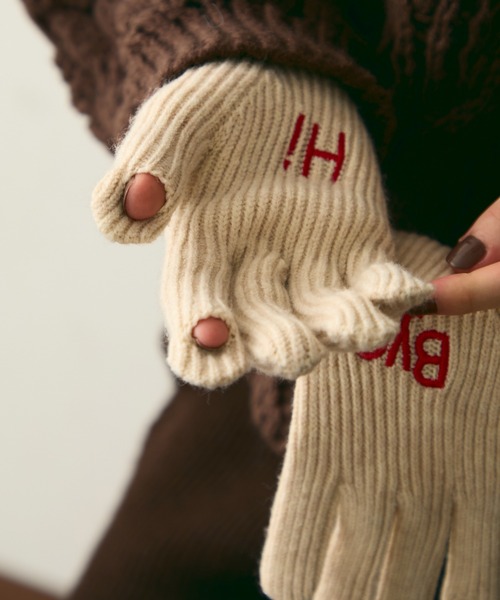 Trish（トリッシュ） 手袋 Hi-Bye 刺繍ロゴニットグローブ レディース
