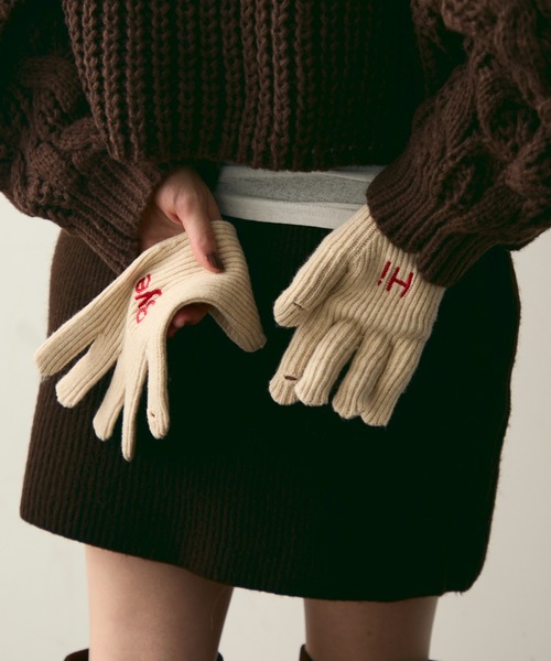 Trish（トリッシュ） 手袋 Hi-Bye 刺繍ロゴニットグローブ レディース