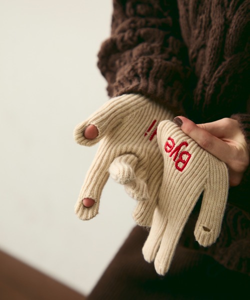 Trish（トリッシュ） 手袋 Hi-Bye 刺繍ロゴニットグローブ レディース