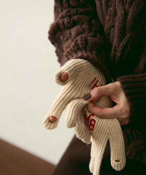 Trish（トリッシュ） 手袋 Hi-Bye 刺繍ロゴニットグローブ レディース