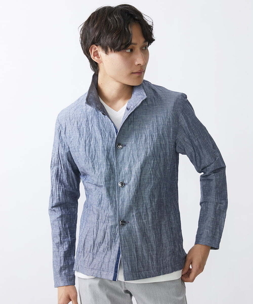 「MK MICHEL KLEIN HOMME 」 長袖シャツ 48 ダークインディゴブルー メンズ_画像5