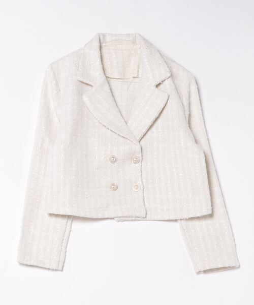 「DIAVEL」 ツイードジャケット M ブルー レディース_画像4