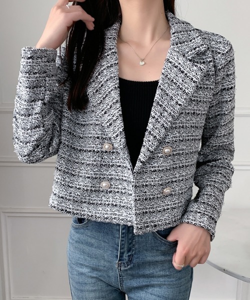 「DIAVEL」 ツイードジャケット M ブルー レディース_画像9