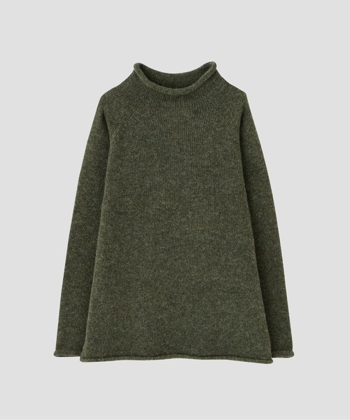 新品未使用　MHL. オリーブグリーン クルーネックセーター MHL.（エムエイチエル） ニット セーター DRY WOOL KNITWEAR