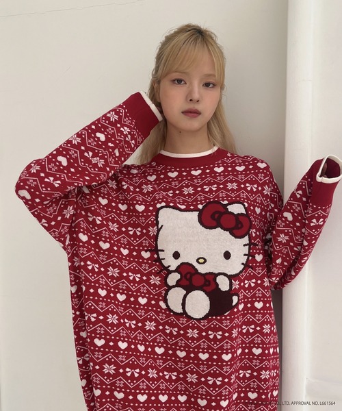 sanrio（サンリオ） ニット セーター 「HELLO KITTY」BIG NORDIC KNIT