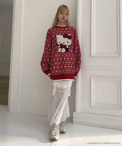 sanrio（サンリオ） ニット セーター 「HELLO KITTY」BIG NORDIC KNIT