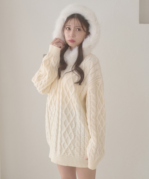 お値下げ⭐︎BRIEFING ⭐︎ レディース　ニットパーカー　XS セーター Ambre Neige（アンブルネージュ） ニット セーター fake fur hood