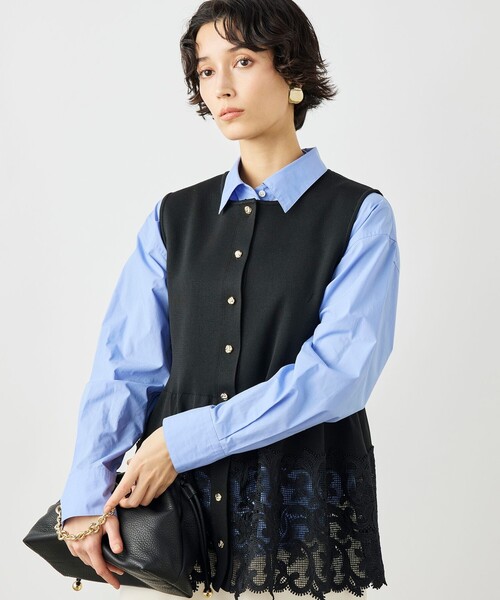 NOLLEY'S レース付きペプラムベスト 手洗い可能》レース付きペプラムベスト | ノーリーズ(NOLLEY'S