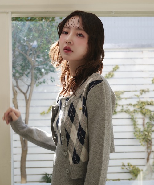 アーガイルニット　セットアップ fupel セットアップ argyle knit setup / アーガイルニット