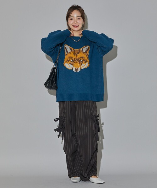 「PUBLUX」 長袖ニット フリ- ブラック レディース_画像7