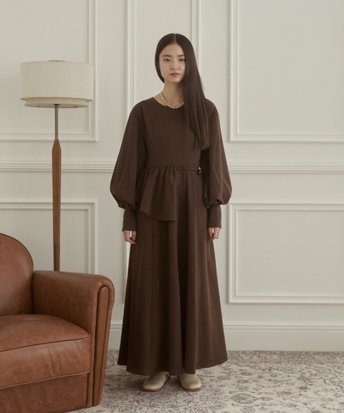 「moi tytto」 長袖ワンピース SMALL ブラウン レディース_画像4