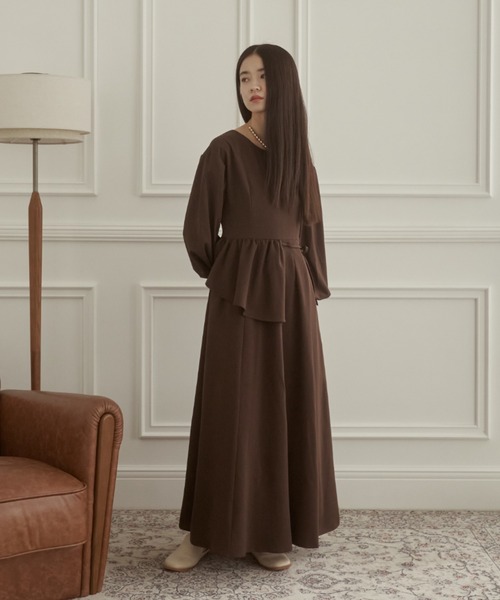 「moi tytto」 長袖ワンピース SMALL ブラウン レディース_画像8