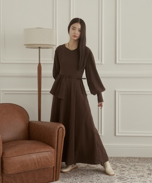 「moi tytto」 長袖ワンピース SMALL ブラウン レディース_画像9