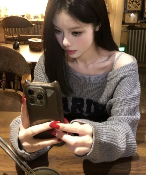 「SHEENA」 長袖ニット M ネイビー レディース_画像6