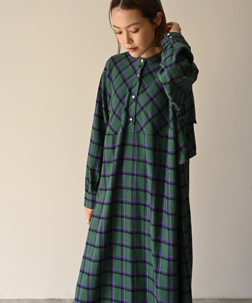 「HERENCIA」 長袖ワンピース MEDIUM グリーン系その他 レディースの画像