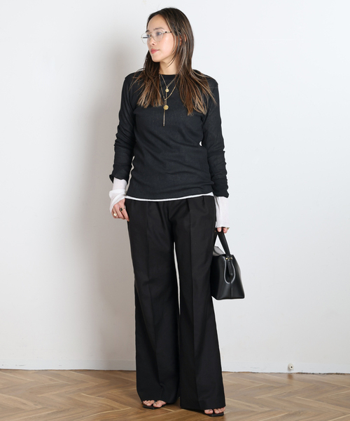 【新品未使用】ロゴ シアー 黒 トップス ロンT EVERYDAY I LIKE. tシャツ *TOTAN シアーTシャツ レディース