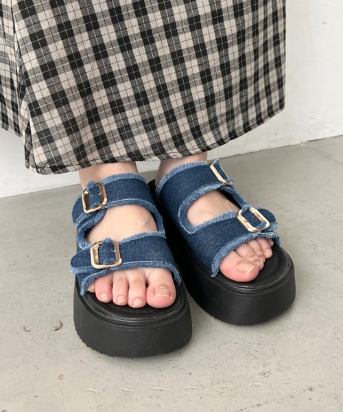 DIESEL デニム サンダル 厚底 36 CLEA 厚底 サンダル 厚底デニムベルトサンダル レディース : ZOZOTOWN