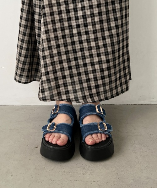 CLEA 厚底 サンダル 厚底デニムベルトサンダル レディース : ZOZOTOWN