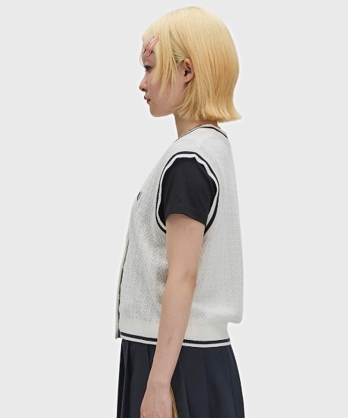 FRED PERRY（フレッドペリー） ベスト ジレ Button Through Textured