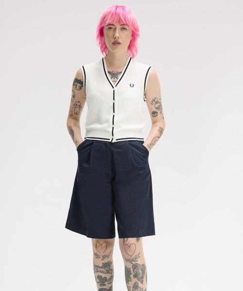 FRED PERRY（フレッドペリー） ベスト ジレ Button Through Textured