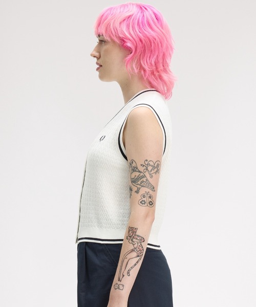 FRED PERRY（フレッドペリー） ベスト ジレ Button Through Textured