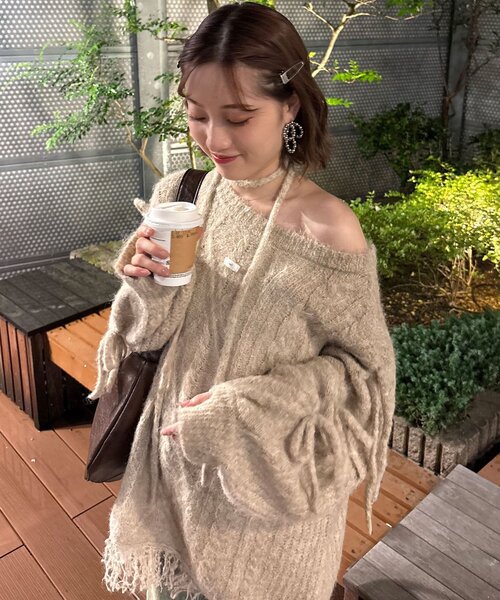 「CIAOPANIC」 長袖ニット ONE SIZE ベージュ レディース_画像2