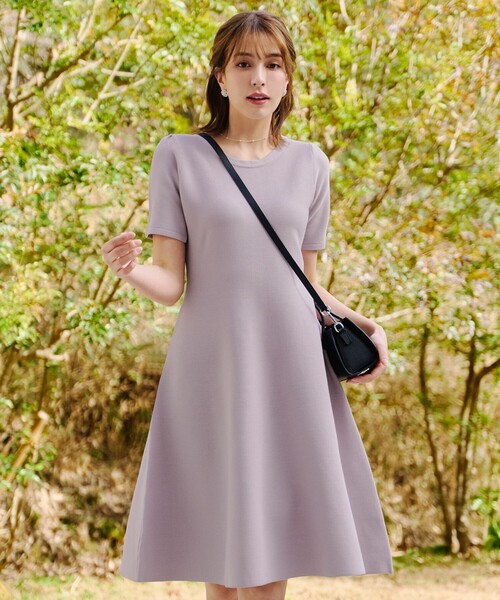 「Tiaclasse」 半袖ワンピース XX-LARGE チャコールグレー レディース_画像4