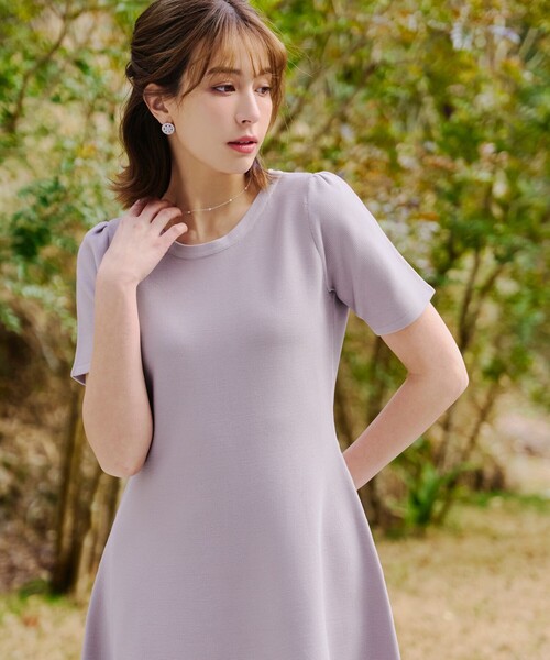「Tiaclasse」 半袖ワンピース XX-LARGE チャコールグレー レディース_画像5