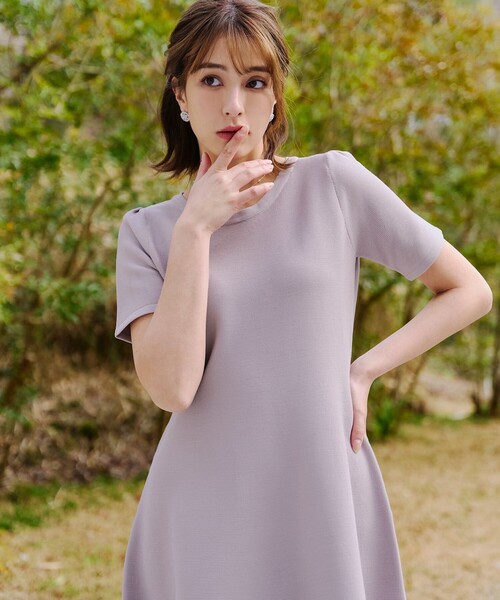 「Tiaclasse」 半袖ワンピース XX-LARGE チャコールグレー レディース_画像8