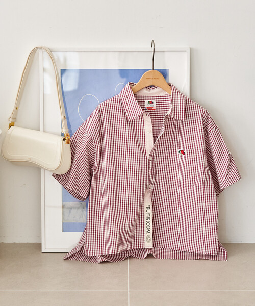 ブラウス シャツ FRUIT OF THE LOOM × FREAK'S STORE/フルーツオブザルーム 別注 マルチストライプ半袖ショートシャツの画像