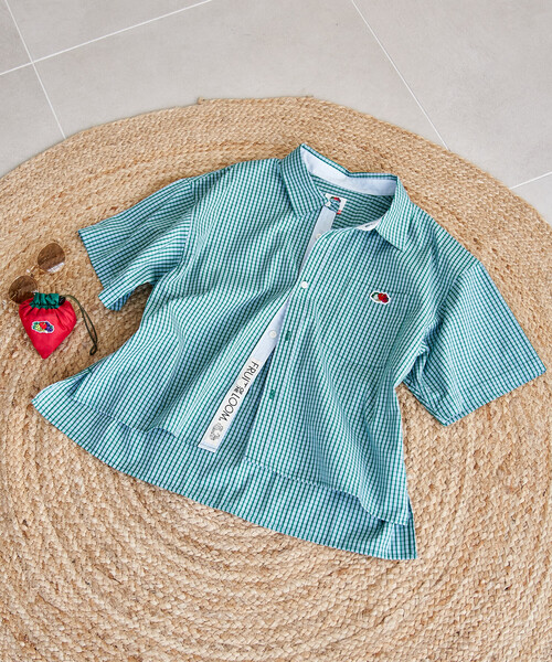 ブラウス シャツ FRUIT OF THE LOOM × FREAK'S STORE/フルーツオブザルーム 別注 マルチストライプ半袖ショートシャツの画像