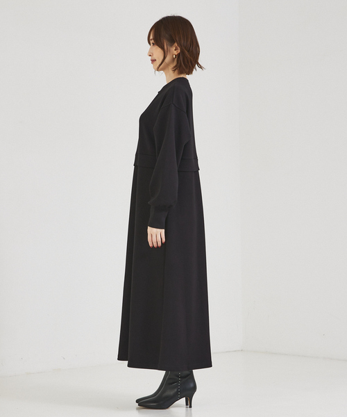 「abahouse mavie」 長袖ワンピース フリー ブラック レディース_画像6