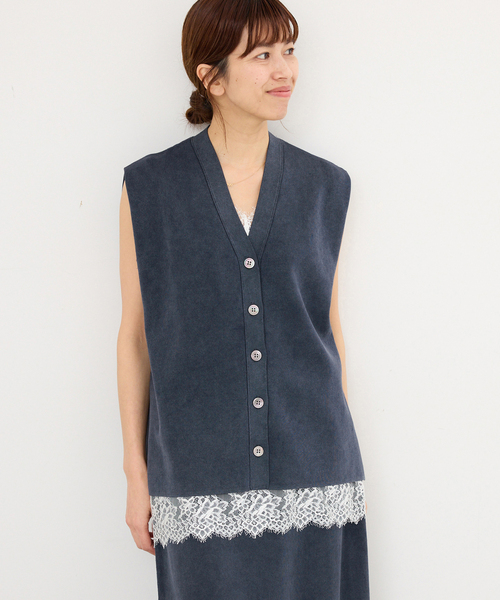 IENA - IENA &NAVY ドビーツィードジレ イエナ トップス ベスト・ジレ ブラウ IENA（イエナ） ベスト ジレ 夏 「セットアップ対応」ダンボール