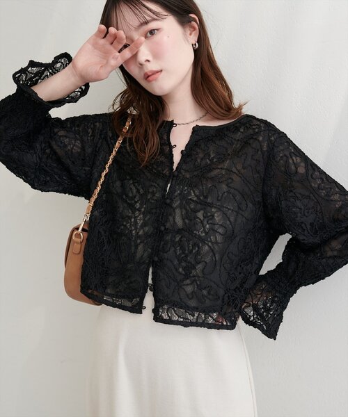 natural couture ブラウス シャツ コード刺繍レースブラウス